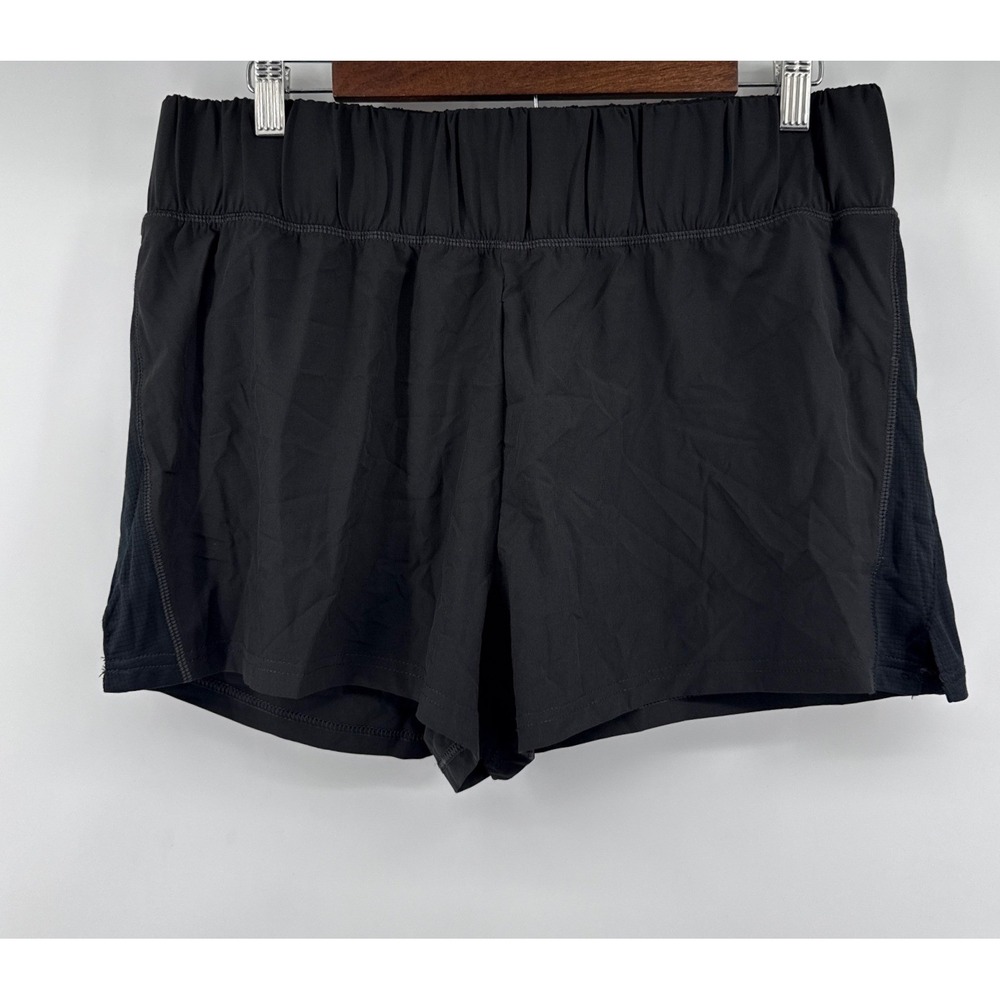Marika Womens Black Active Running Shorts XL Mesh Panels Back Zip Pocket